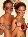 Amateur teens Ashley and Alicia paint one another