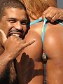 Blonde brazilian with trim pussy boning by the pool...
