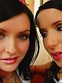 Two brunette hotties groupsex action ends in cum sharing