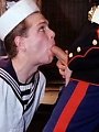 Marine uses a big dildo on a sailors tight ass...
